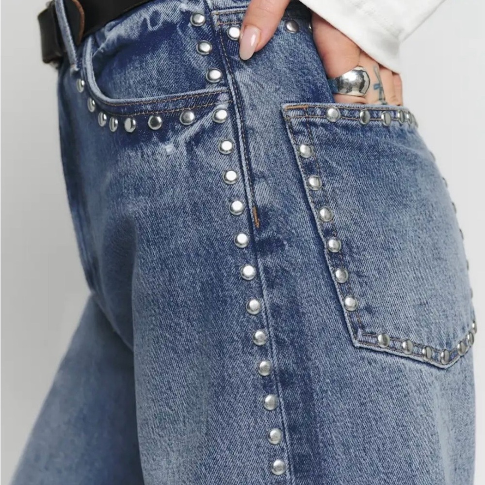 Reformation Cari High-Rise Slouchy Studded Jean